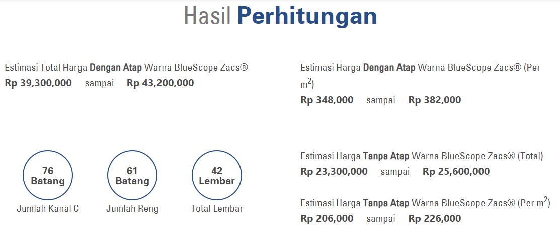 perhitungan kalkulator bluescope zacs