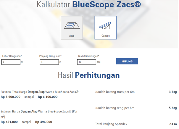Kalkulator BlueScope Zacs®